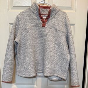 Women's Quilted Gray and Red Sweater